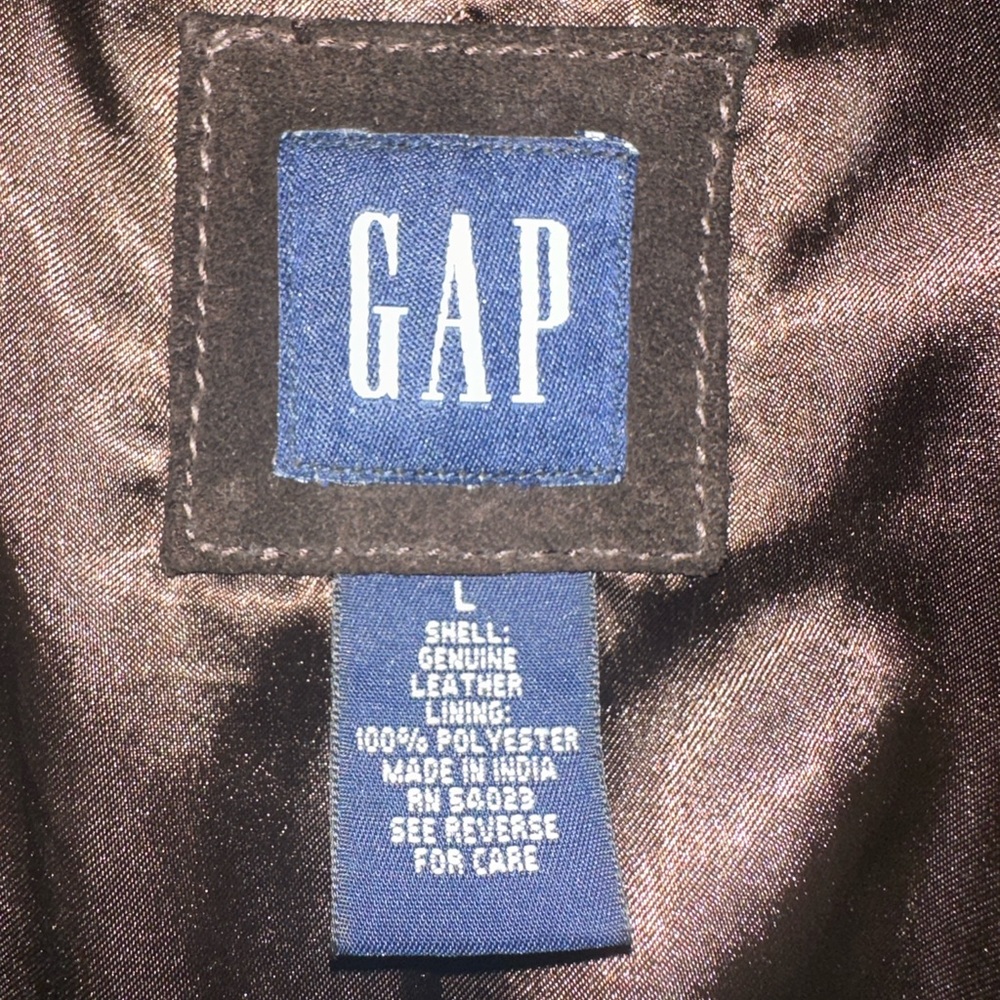GAP Spring Leather Belted Jacket Dark Brown Mid-Length | Women's Size: Large - Picture 11 of 16